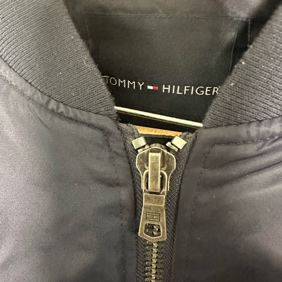 Tommy Hilfiger Black Bomber Jacket XL Navy Blue Zip - Picture 4 of 9
